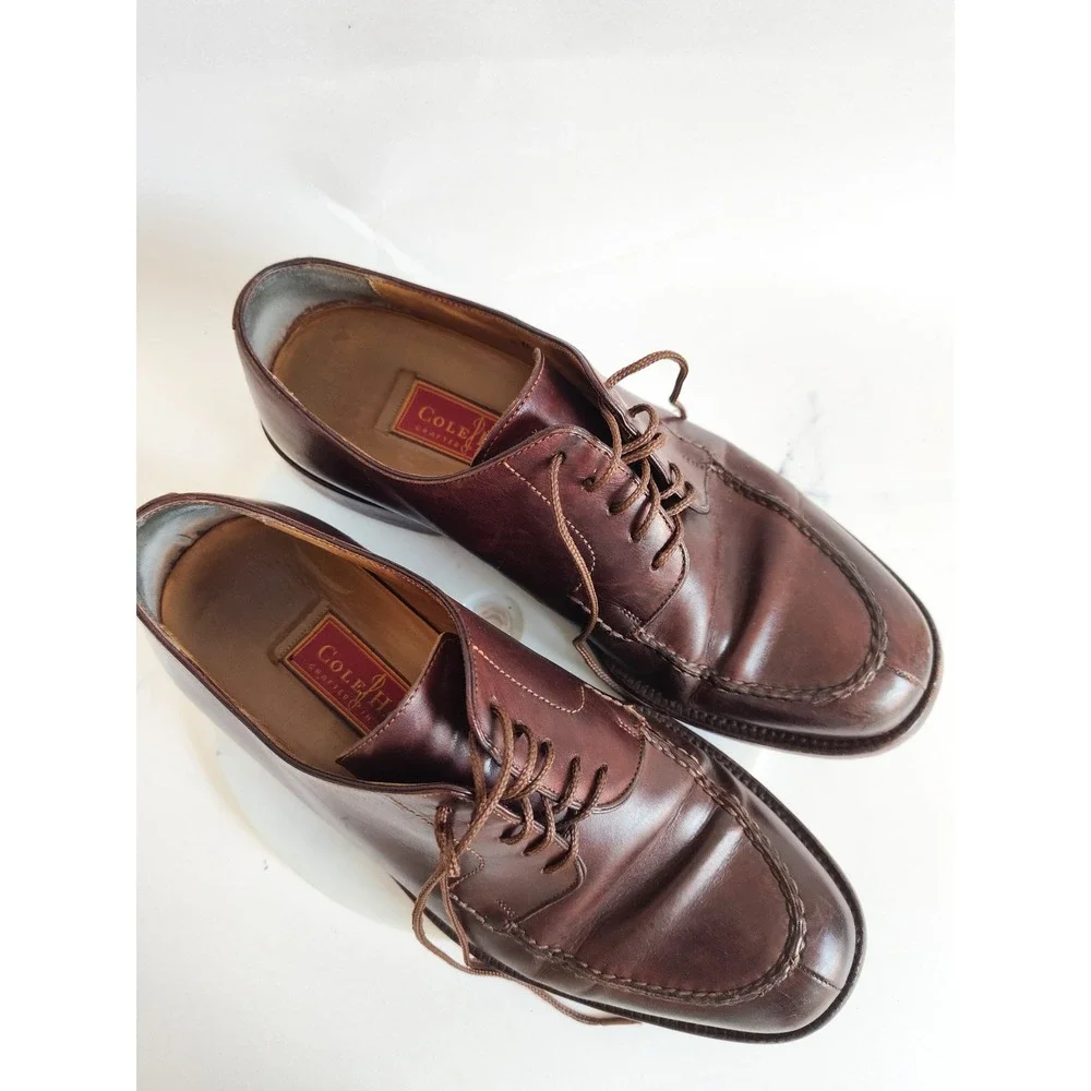 Cole Haan Derby Shoes 6.5 E Wide Leather Soles Lace Up Dress Split Toe Brown